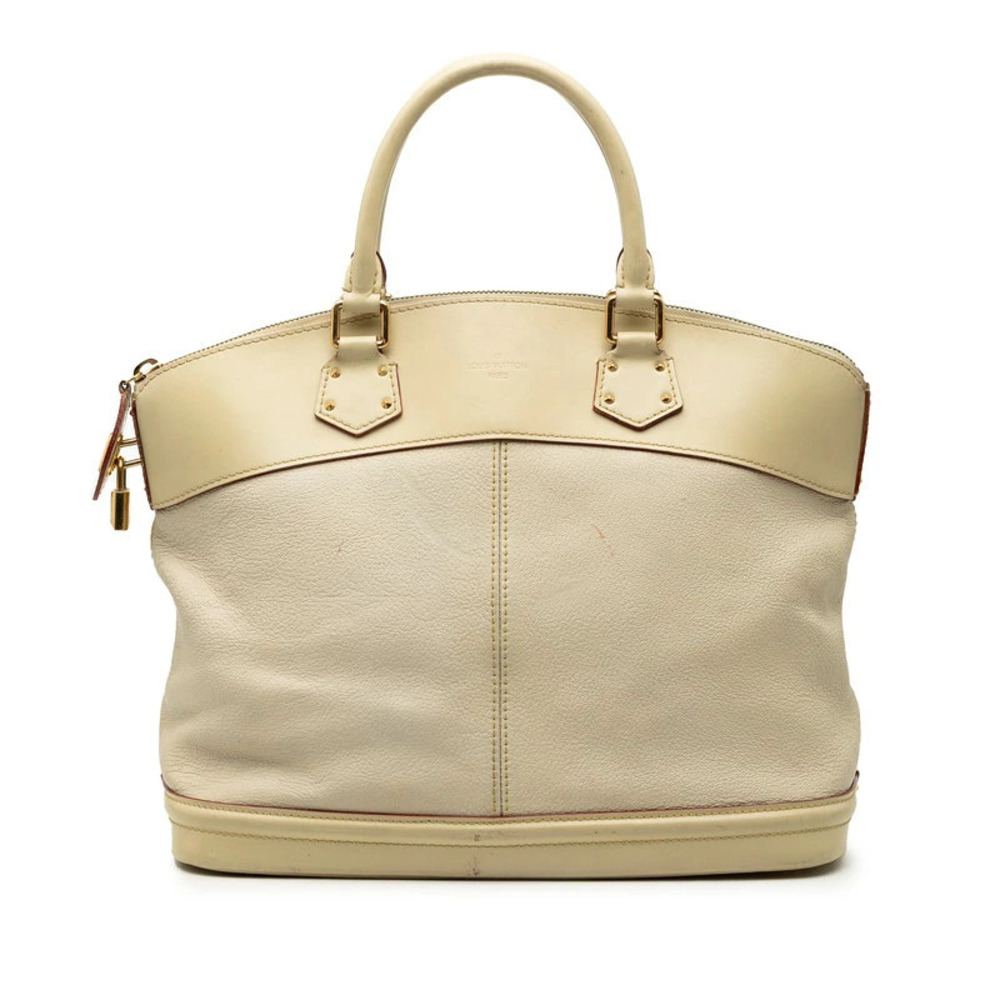 Louis Vuitton Lockit Handbag Beige Cream Ivory White Leather